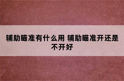 辅助瞄准有什么用 辅助瞄准开还是不开好